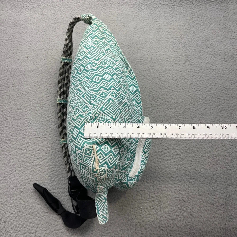 KAVU Rope Bag Crossbody Teal White Geometric Canvas Sling Backpack Travel Bag